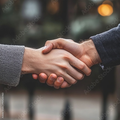 Two men shaking hands, closeup.