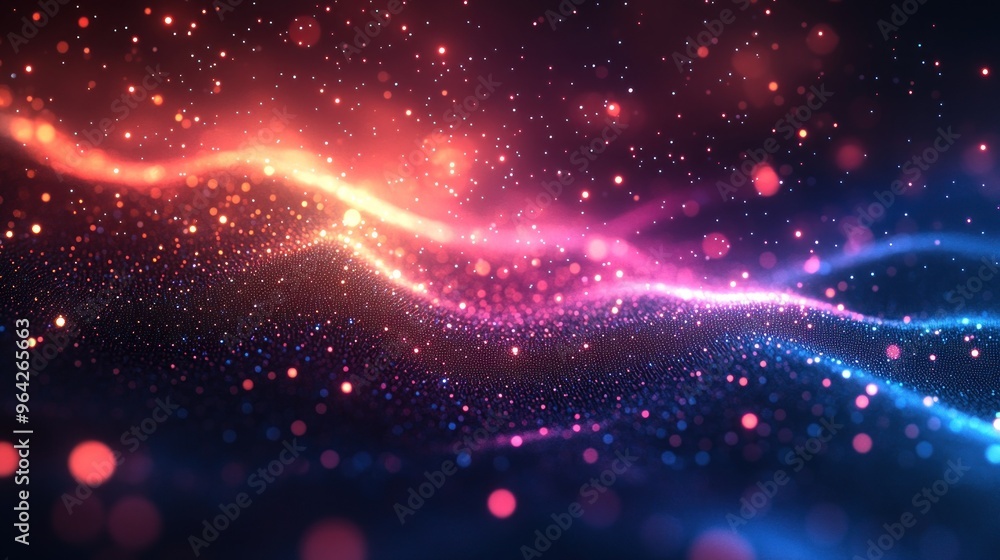 Abstract Cosmic Landscape with Glowing Nebulae and Sparkling Dust Abstract Cosmic Landscape with Glowing Nebulae and Sparkling Dust