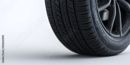 Black Tire and Wheel Isolated Against White Background | High-Performance Automotive Part for Cars and Trucks