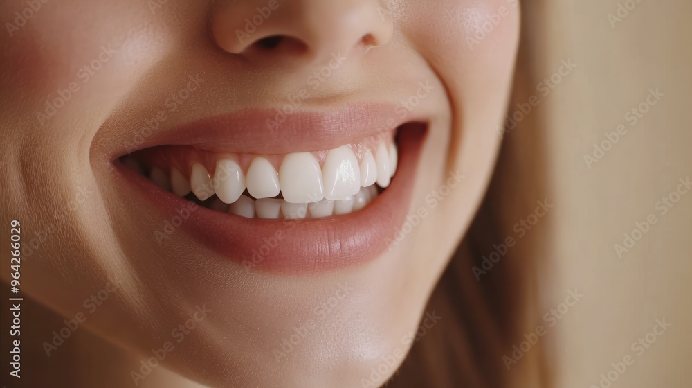 Fototapeta premium Close-Up of a Woman's Smiling Lips and Teeth