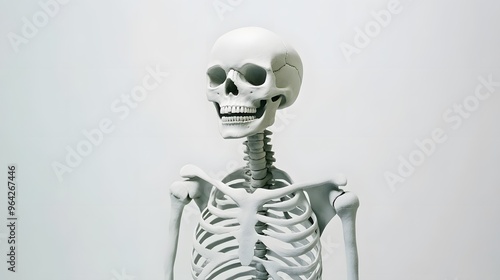 A white skeleton model against a plain white background. photo