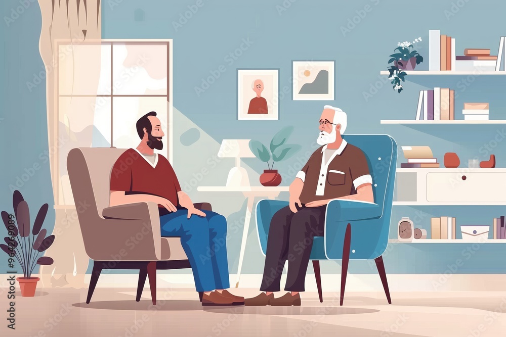 an illustration of a doctor and a woman in a room with a doctor. an illustration of a doctor and a woman in a room with a doctor.