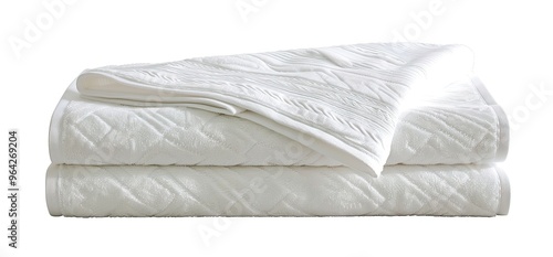 Wallpaper Mural A stack of three white, plush towels with a subtle embossed pattern. Perfect for a hotel or bathroom. Torontodigital.ca