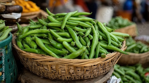 Fresh Green Beans in a Basket