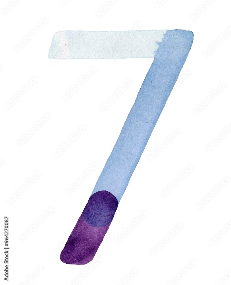 Handcrafted watercolor number Handcrafted watercolor number