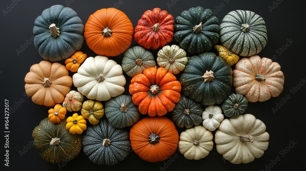 Top view pumpkins arrangement Top view pumpkins arrangement