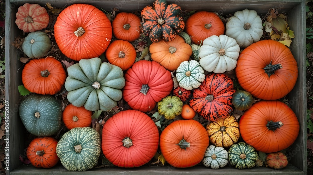 Top view pumpkins arrangement Top view pumpkins arrangement