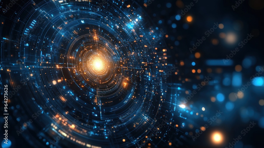 Abstract Digital Art: A Glowing Circle of Light and Data Abstract Digital Art: A Glowing Circle of Light and Data