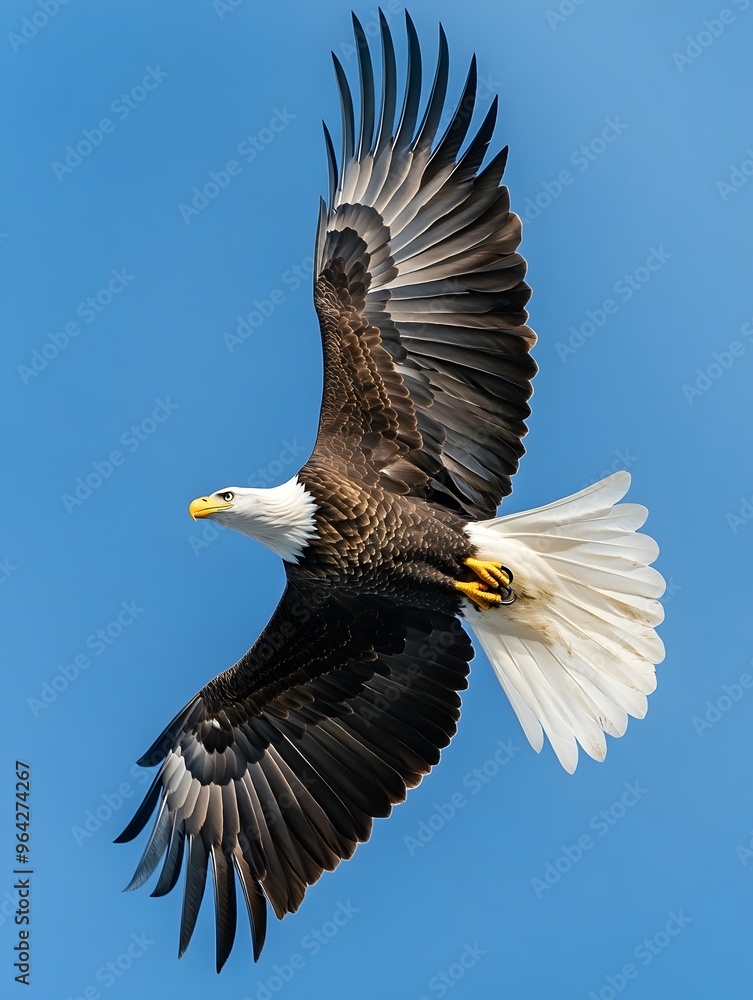 Majestic Bald Eagle Soaring Effortlessly Through Vivid Blue Skies Captured In Dramatic Naturalistic Majestic Bald Eagle Soaring Effortlessly Through Vivid Blue Skies Captured In Dramatic Naturalistic