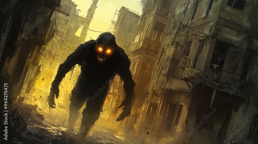 Detailed and Eerie Illustration of a Skin-Walker with Glowing Eyes and a Shifting Form, Capturing the Supernatural and Unsettling Nature of this Mythical Creature Detailed and Eerie Illustration of a Skin-Walker with Glowing Eyes and a Shifting Form, Capturing the Supernatural and Unsettling Nature of this Mythical Creature
