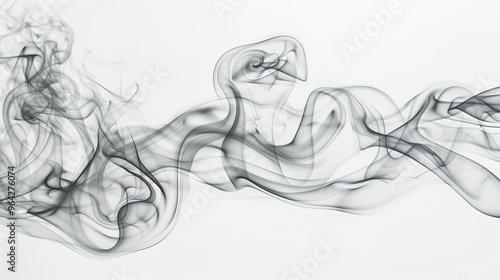 Intricate swirling smoke patterns abstract effect on white background PNG, Generated AI