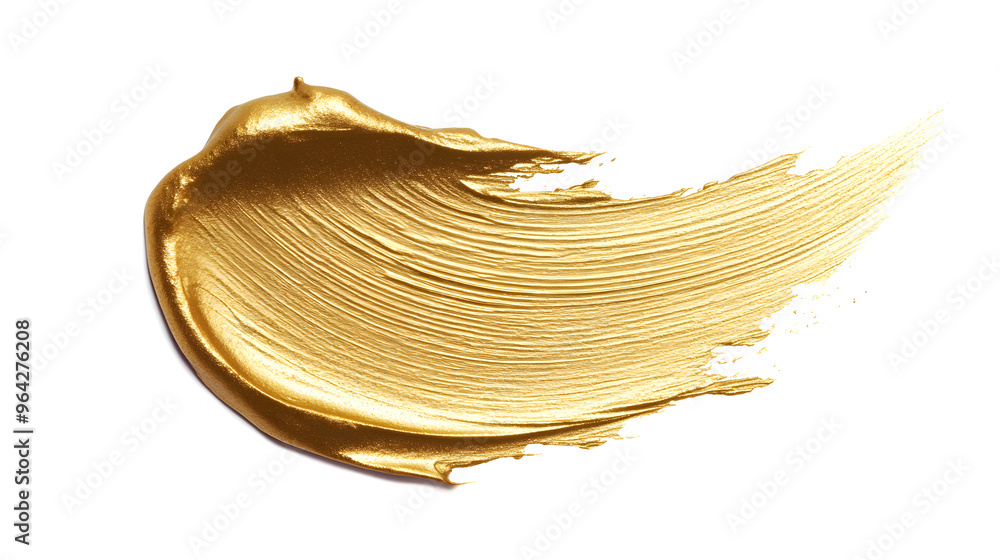 Golden paint brush stroke with metallic effect isolated on white background Golden paint brush stroke with metallic effect isolated on white background