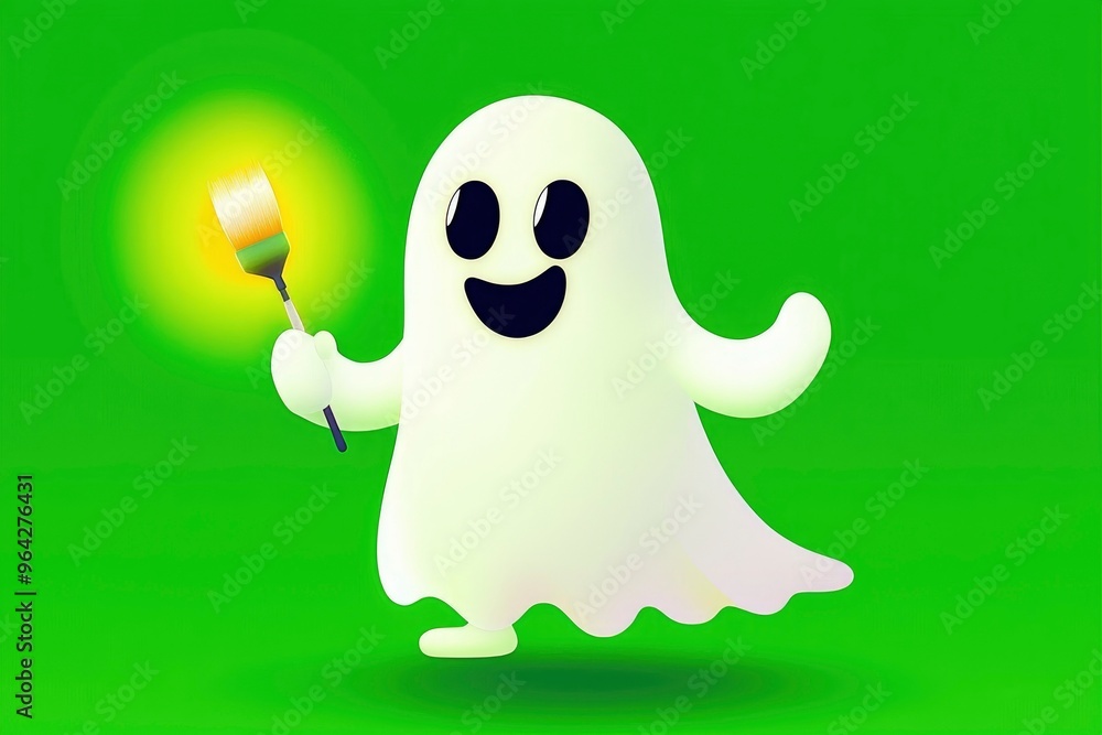 Fototapeta premium Friendly Ghost with a Light Up Wand