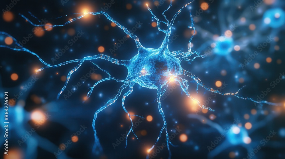 Illuminated Neurological Development - Futuristic Glowing Brain with Neurons and Synapses in Holographic Style Illuminated Neurological Development - Futuristic Glowing Brain with Neurons and Synapses in Holographic Style