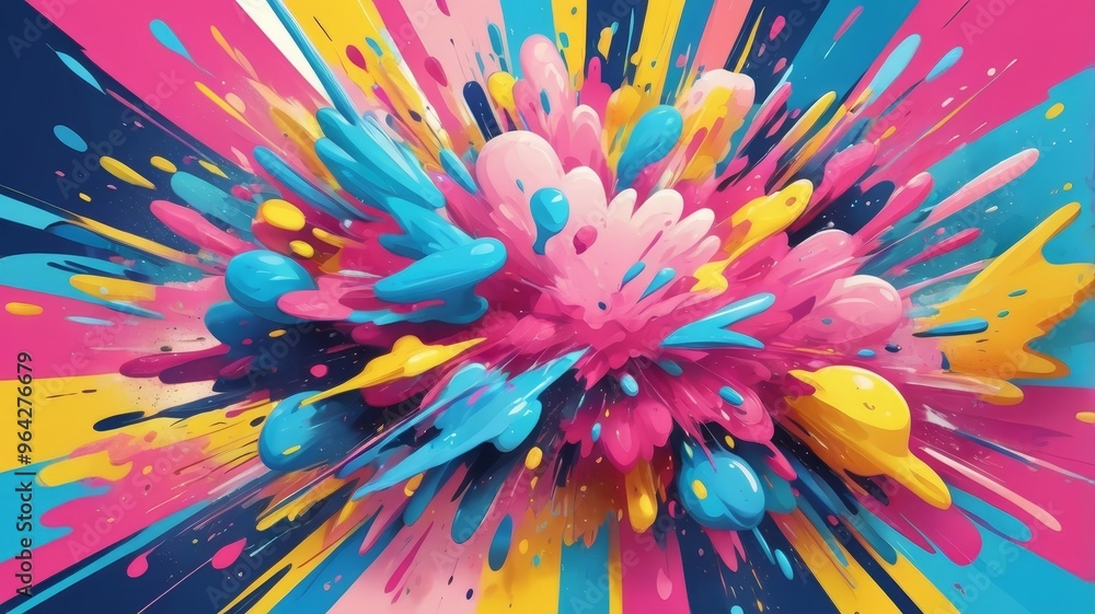 Explosion of Colors: Abstract Paint Splatter on Vibrant Background Explosion of Colors: Abstract Paint Splatter on Vibrant Background
