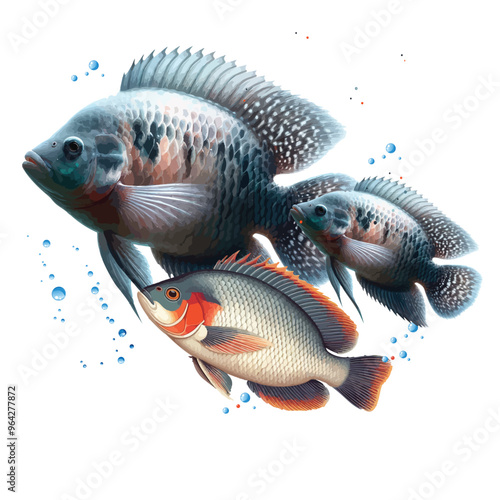 Tilapia Hand drawn vector Illustration, Tilapia Fish Sketch clipart 