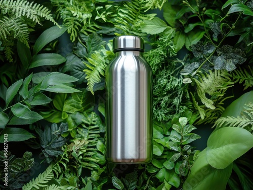 Stainless Steel Water Bottle in Nature

 photo