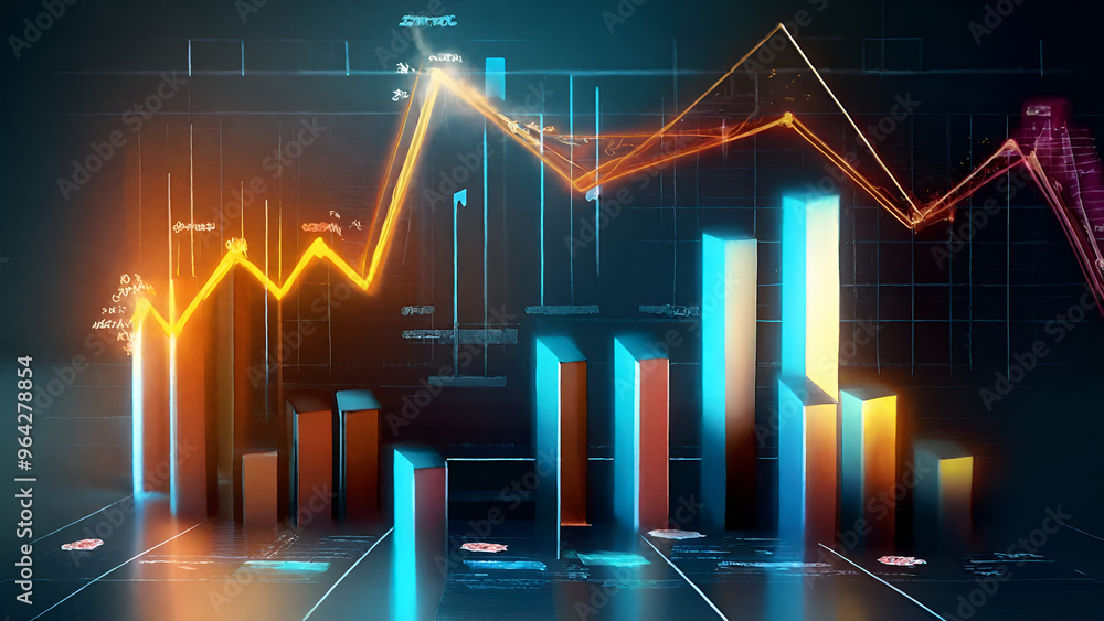 Business digital graph chart in stock trade market. Growth investment Business digital graph chart in stock trade market. Growth investment