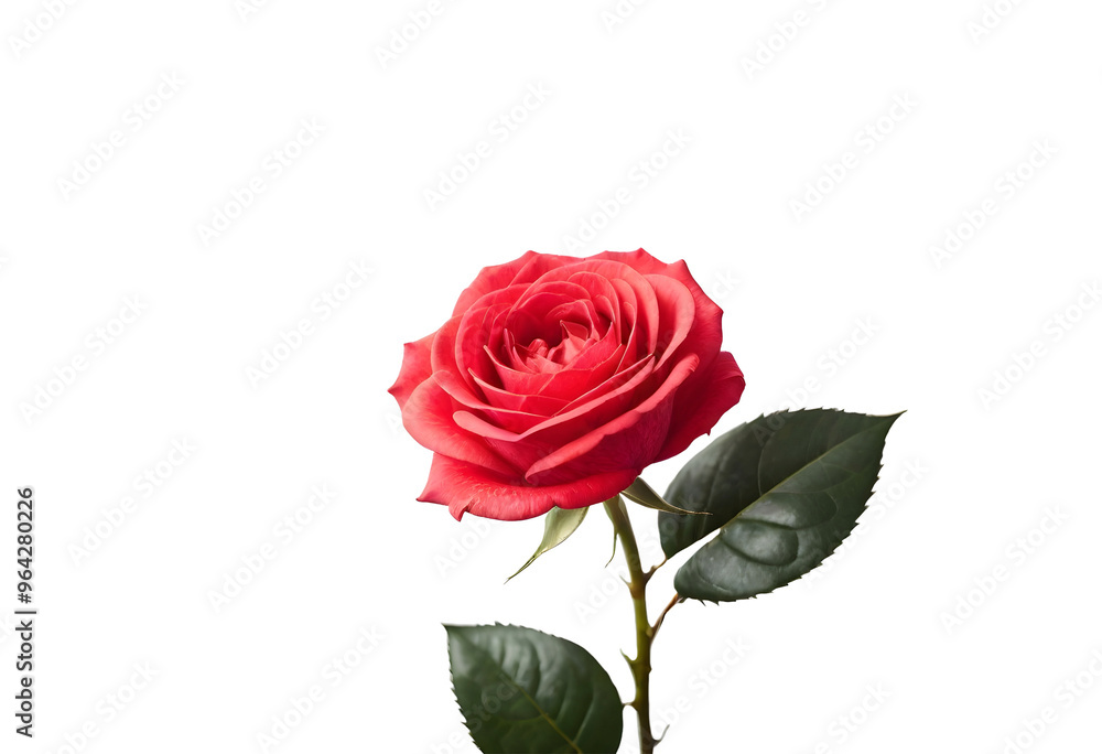 Fototapeta premium Rose with bunch on transparent background. cut out