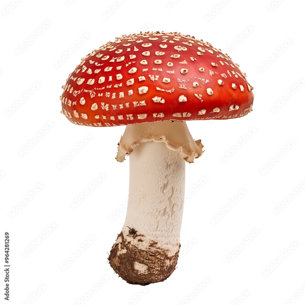 Obraz premium Red fly mushroom, with white spots, isolated