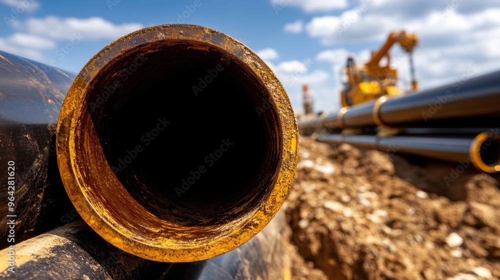 A large pipe is shown with a hole in the middle A large pipe is shown with a hole in the middle