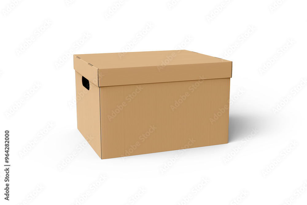 brown Cardboard box with lid isolated on white background. paper packaging mockup brown Cardboard box with lid isolated on white background. paper packaging mockup
