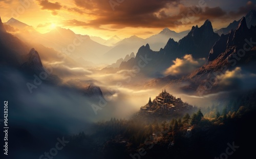 Majestic Mountain Range at Sunset