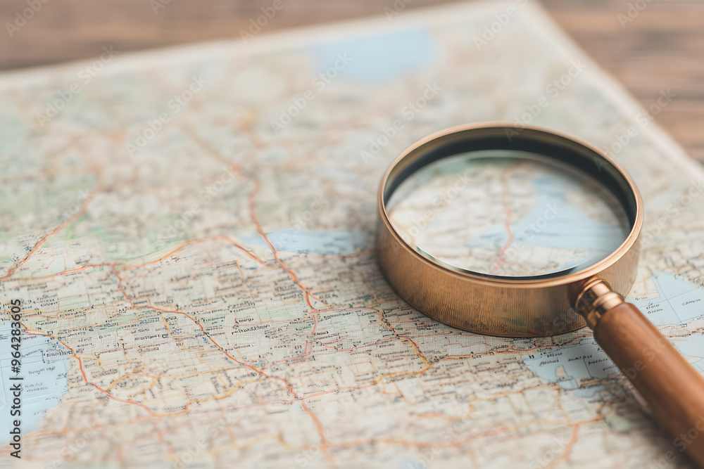 Map and Magnifying Glass for Journey Planning | Exploring Destinations and Navigating Your Next Adventure Map and Magnifying Glass for Journey Planning | Exploring Destinations and Navigating Your Next Adventure