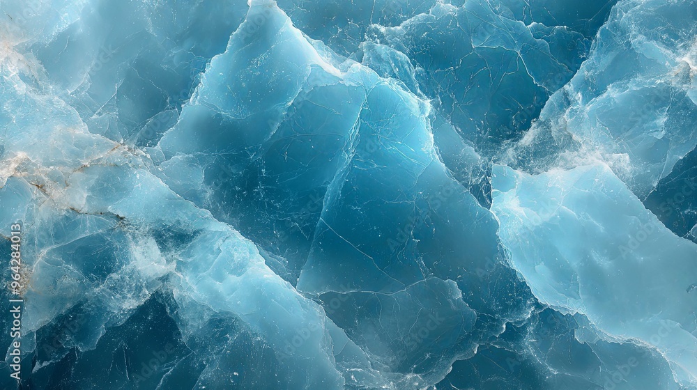 Abstract Blue and White Pattern of Cracked Ice