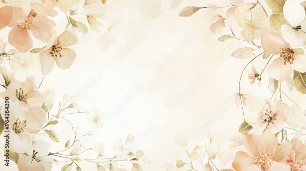 beige background with a circular floral wreath beige background with a circular floral wreath