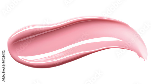 Pink liquid lipstick smear isolated on white background 