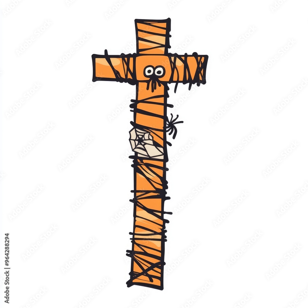 Obraz premium Funny Halloween Cross with Cobwebs