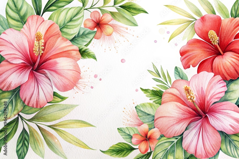 Fototapeta premium hibiscus frame template