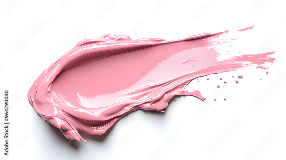 Pink liquid lipstick smear swatch isolated on white background Pink liquid lipstick smear swatch isolated on white background