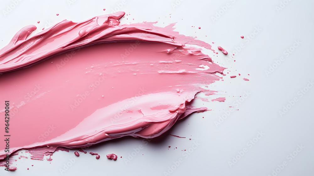 Pink liquid lipstick smear swatch isolated on white background Pink liquid lipstick smear swatch isolated on white background