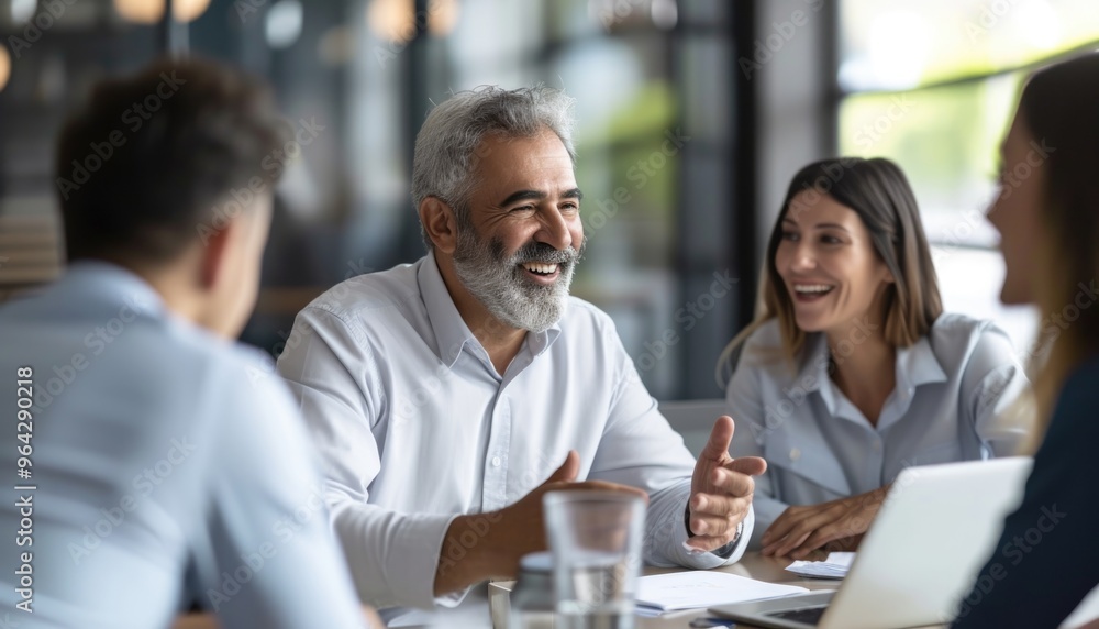 Businessman leading a discussion in an office