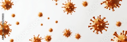 Virus particles floating in a white background, representing viral spread and epidemic control