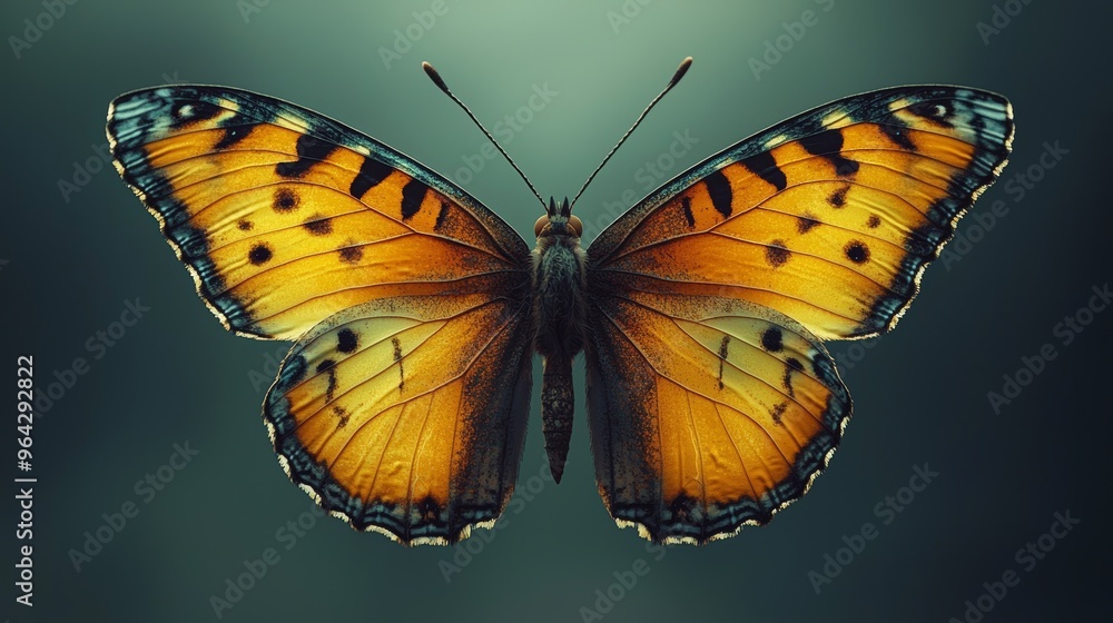 A close-up of a vibrant orange butterfly perched gracefully against a soft-focus background in a serene outdoor setting A close-up of a vibrant orange butterfly perched gracefully against a soft-focus background in a serene outdoor setting