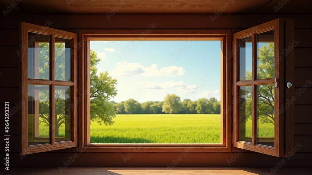 Serene View from Open Window