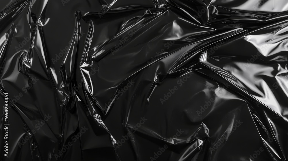 Abstract texture crumpled black plastic cellophane surface material Abstract texture crumpled black plastic cellophane surface material