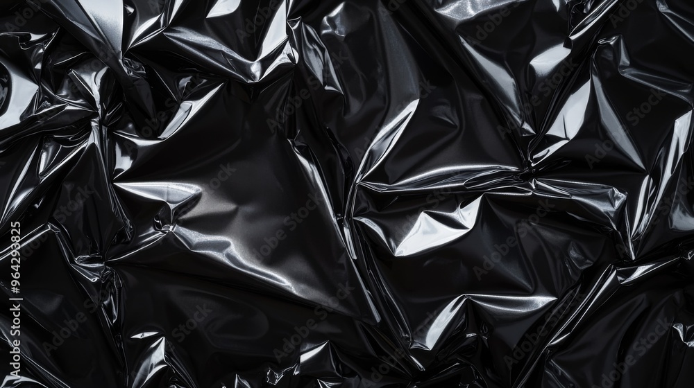 Abstract texture crumpled black plastic cellophane surface material Abstract texture crumpled black plastic cellophane surface material