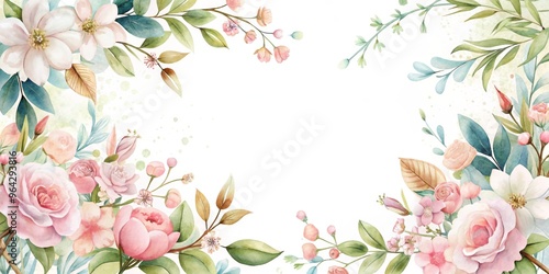 Spring floral frame template