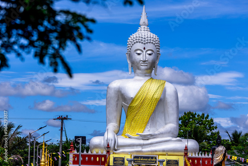 Background of the large Buddha statue, Wat Phrachao Song Ong (Wat Mahaa Nikaai), San Pa Tong area, Chiang Mai province, has beautiful sculptures. photo