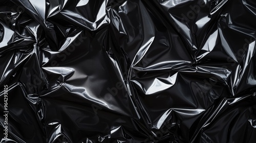 Abstract texture crumpled black plastic cellophane surface material