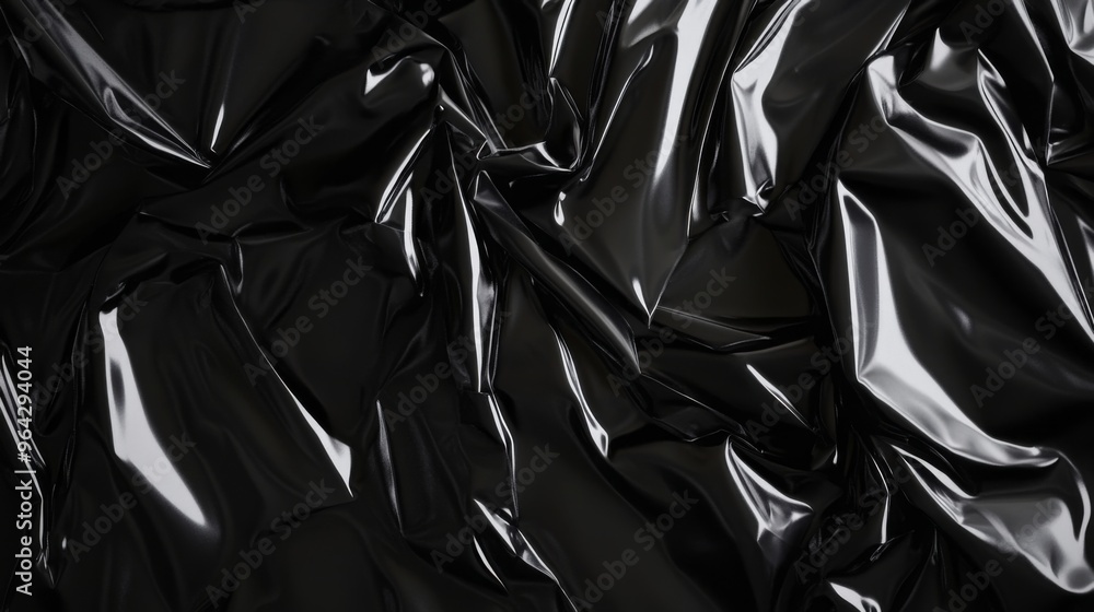 Abstract texture crumpled black plastic cellophane surface material Abstract texture crumpled black plastic cellophane surface material