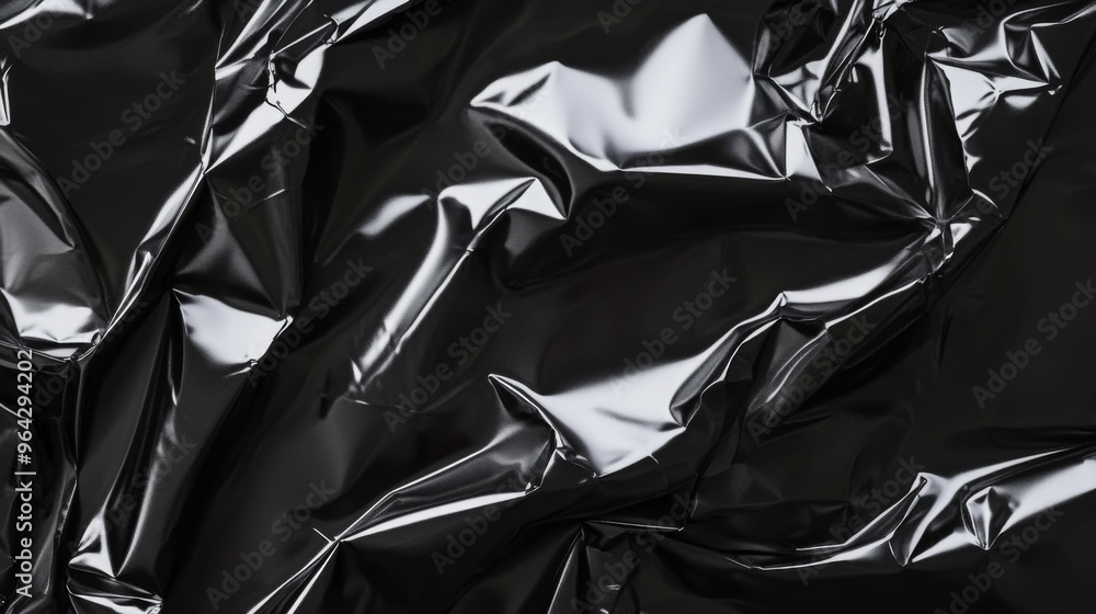 Abstract texture crumpled black plastic cellophane surface material Abstract texture crumpled black plastic cellophane surface material