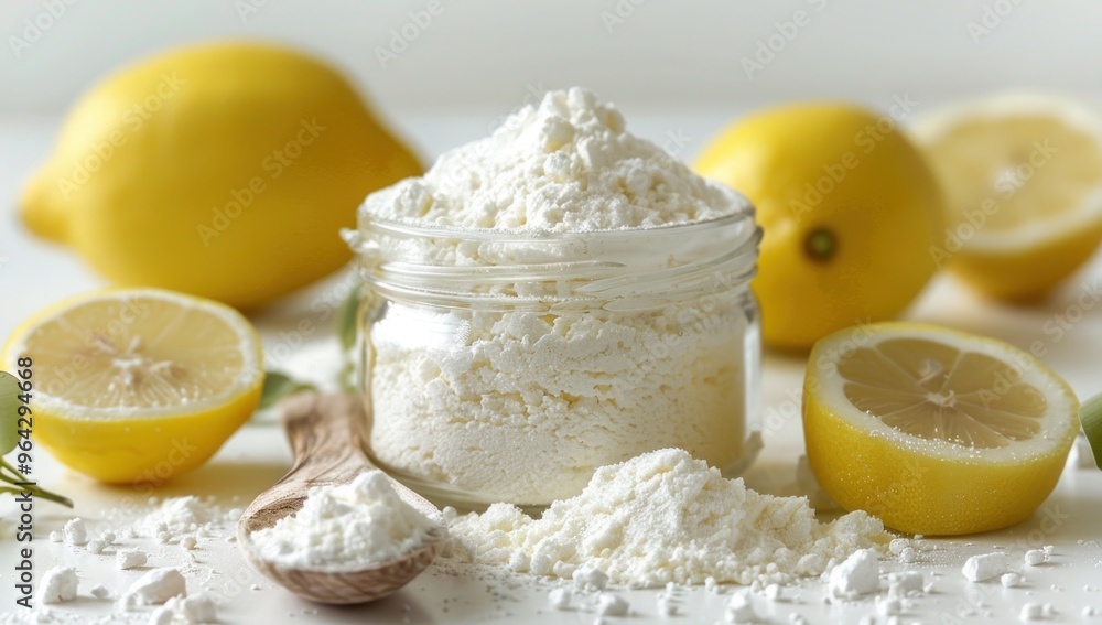 Lemons and White Powder on a White Surface Lemons and White Powder on a White Surface