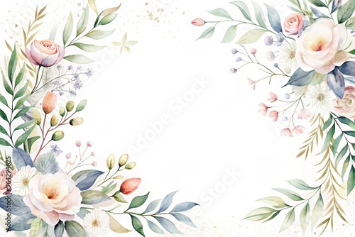 Wedding card template with flowers illustration