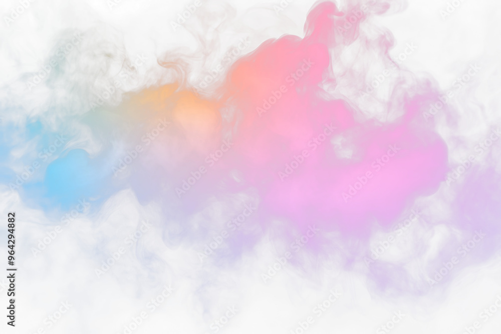 Fototapeta premium Multicolored Fog and Smoke Overlay on Transparent Background