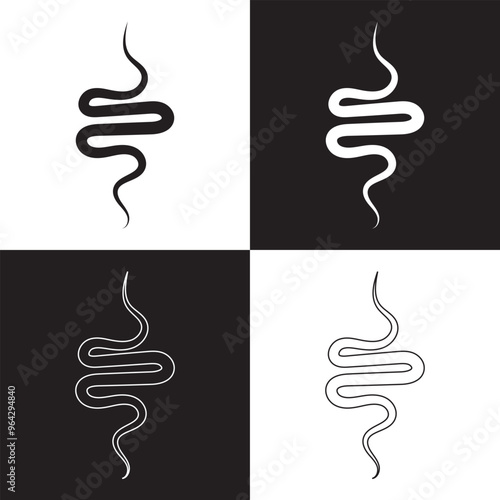 Smoke steam icon vector logo set. Smoke smell, steam aroma heat icon illustration.Hot vapor fire doodle line logo. Hit stink, coffee, fragrance flame elements. isolated on black and white background. 